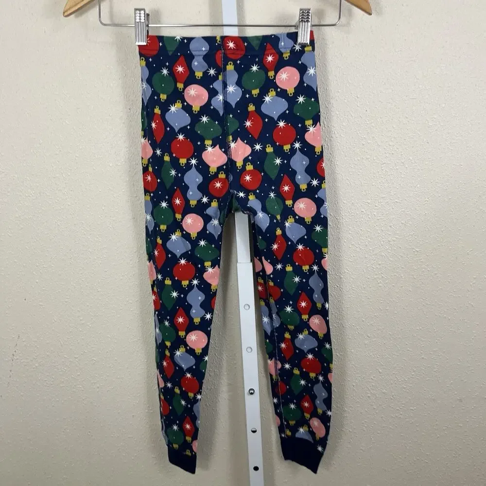 Hanna Andersson Long John Pajama Set Kids Size 6-7 Organic Cotton Ornaments